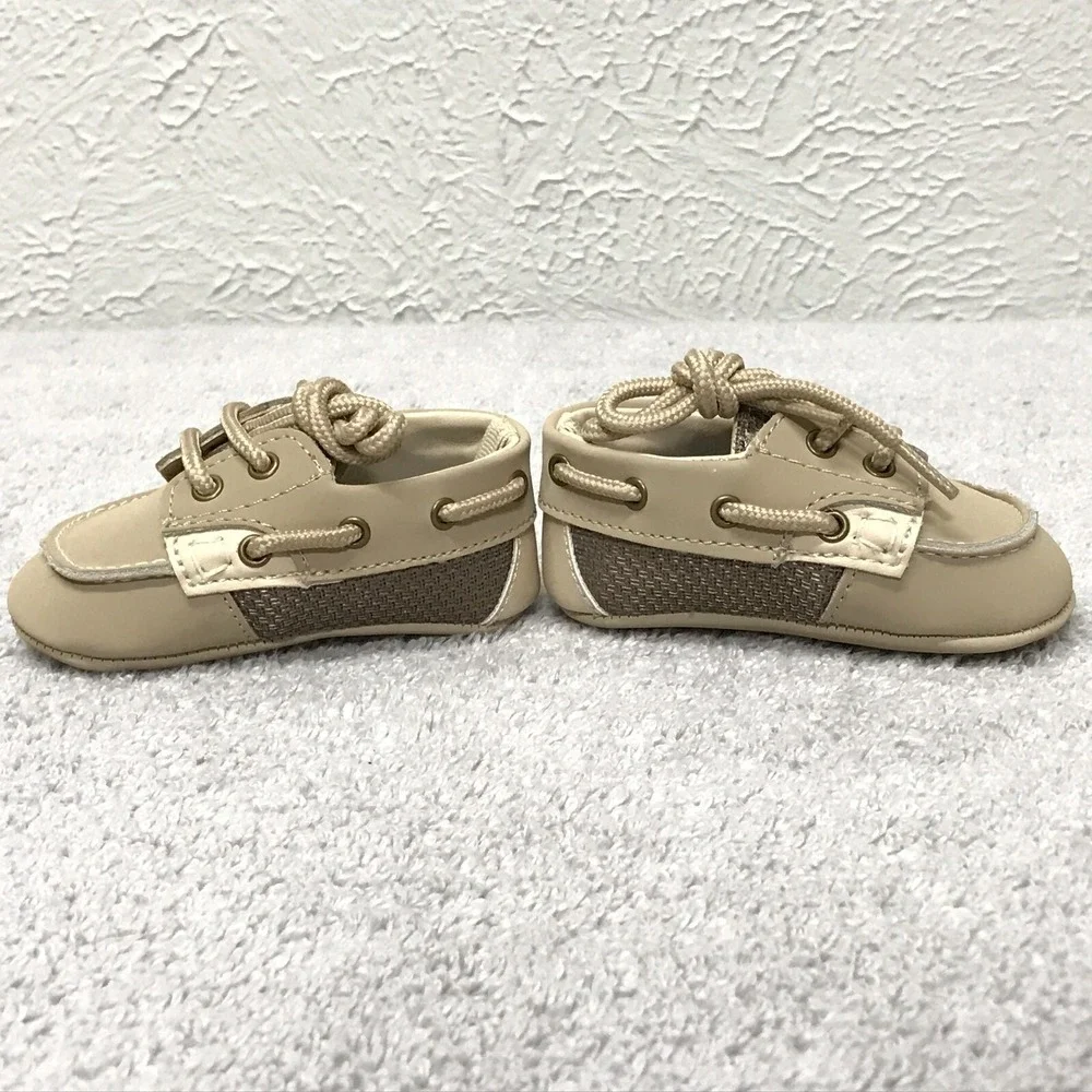 Baby Deer by Trimfoot Co 4114 Tan Boat Deck Shoe Infant Size 1 Leather Upper